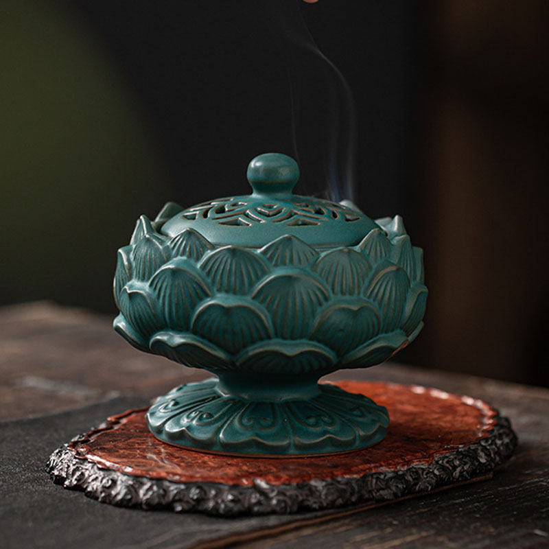 香炉陶瓷仿古莲花香薰炉盘香炉香篆工具檀香沉香室内香道