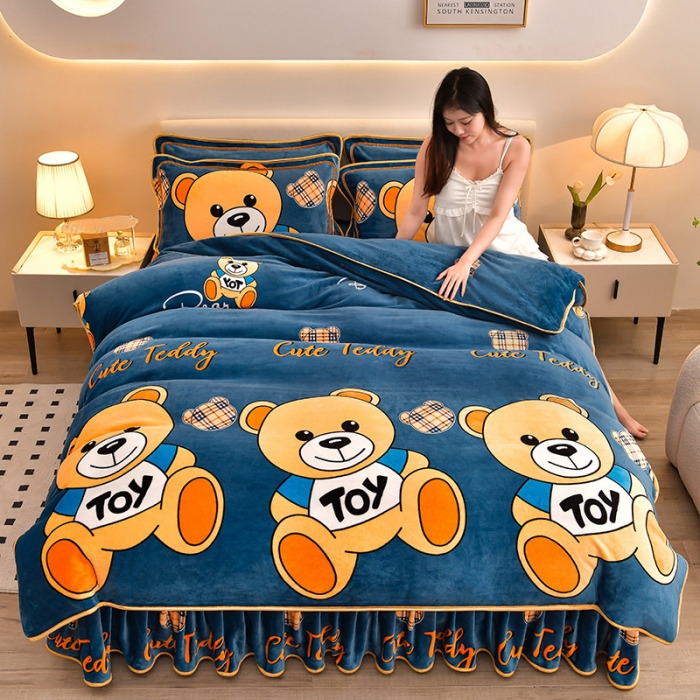 8-9斤双面绒牛奶绒四件套不褪色 不起球不缩水防静电珊瑚绒婴儿绒