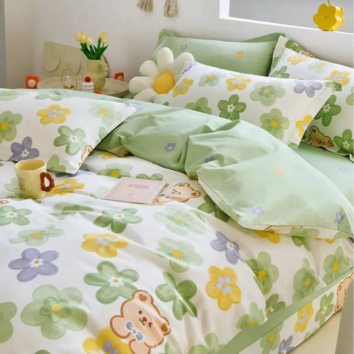 【夏日小熊】100%纯棉斜纹棉 亲肤柔软透气可爱印花