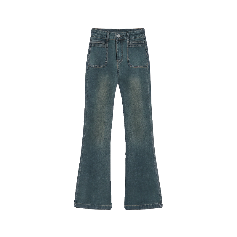 胖mm大码女装复古高腰微喇牛仔裤女秋冬季梨形身材遮胯显瘦长裤子