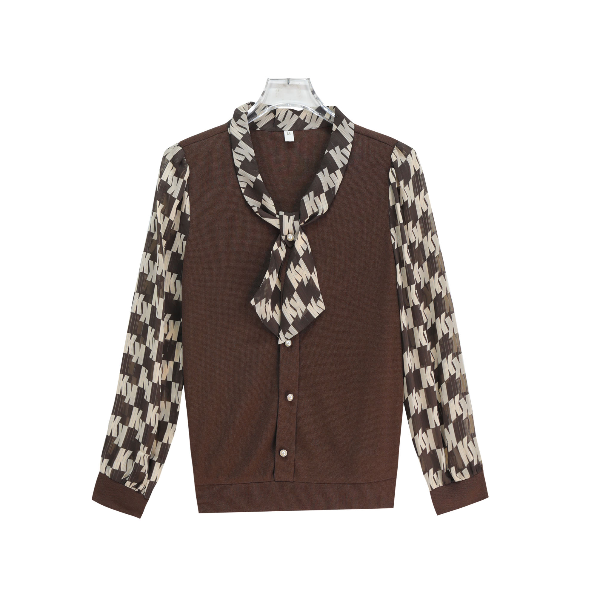 知性气质系带领结宽松时尚显瘦衬衫S2461