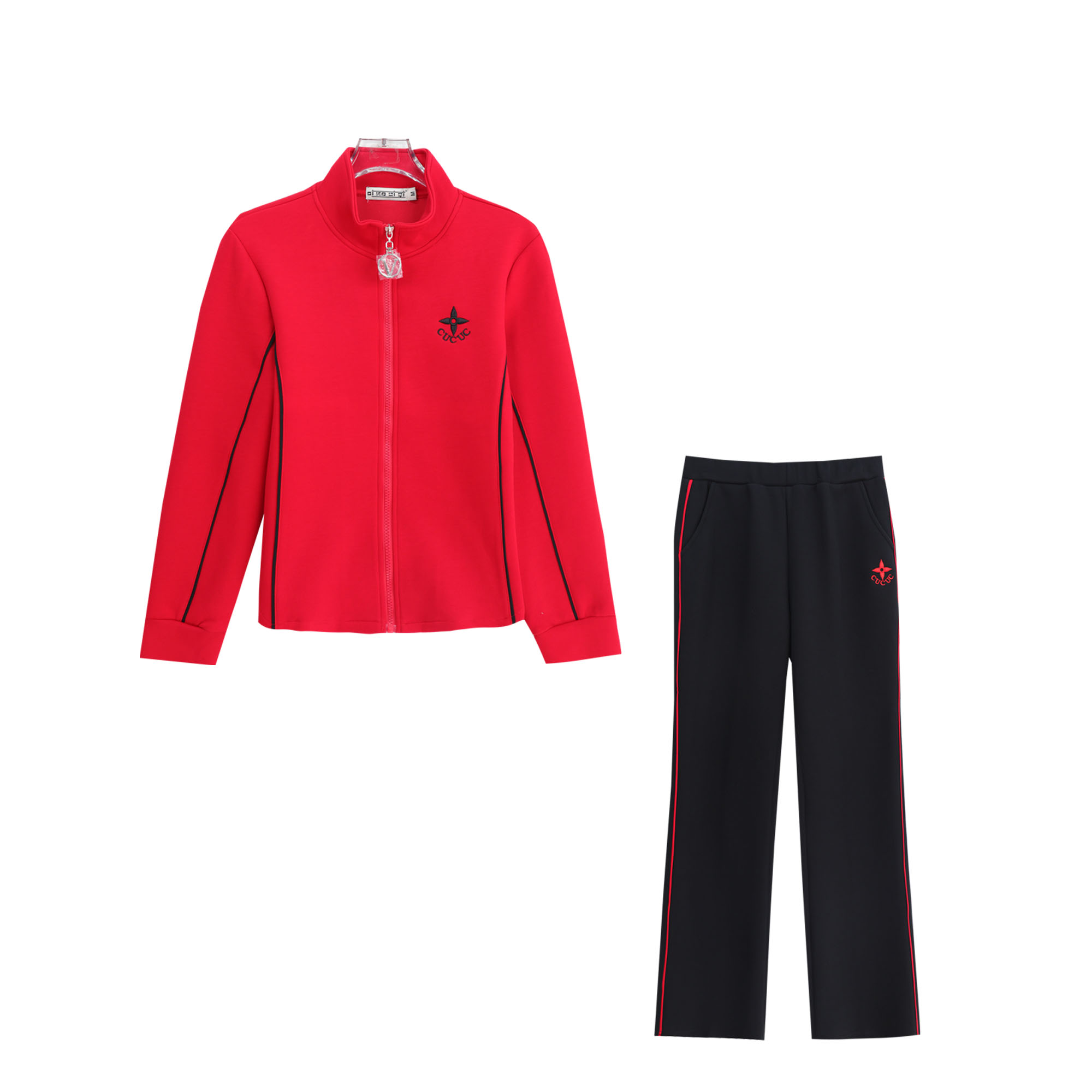 休闲宽松运动长袖上衣条纹潮流长裤套装S3198