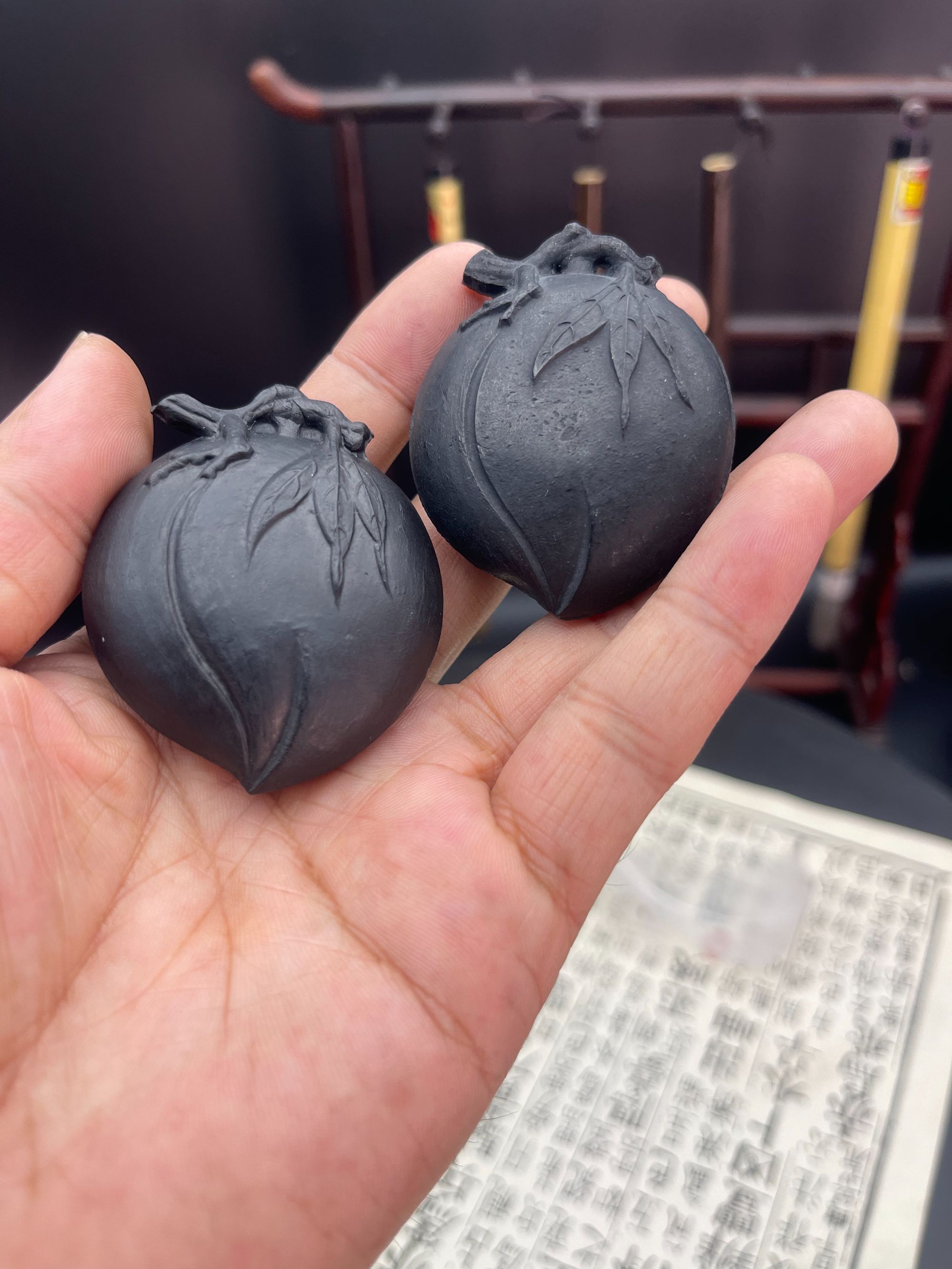 【胡开文婺源桃子】紫云松烟徽墨条油烟墨块手工松烟墨锭高端研