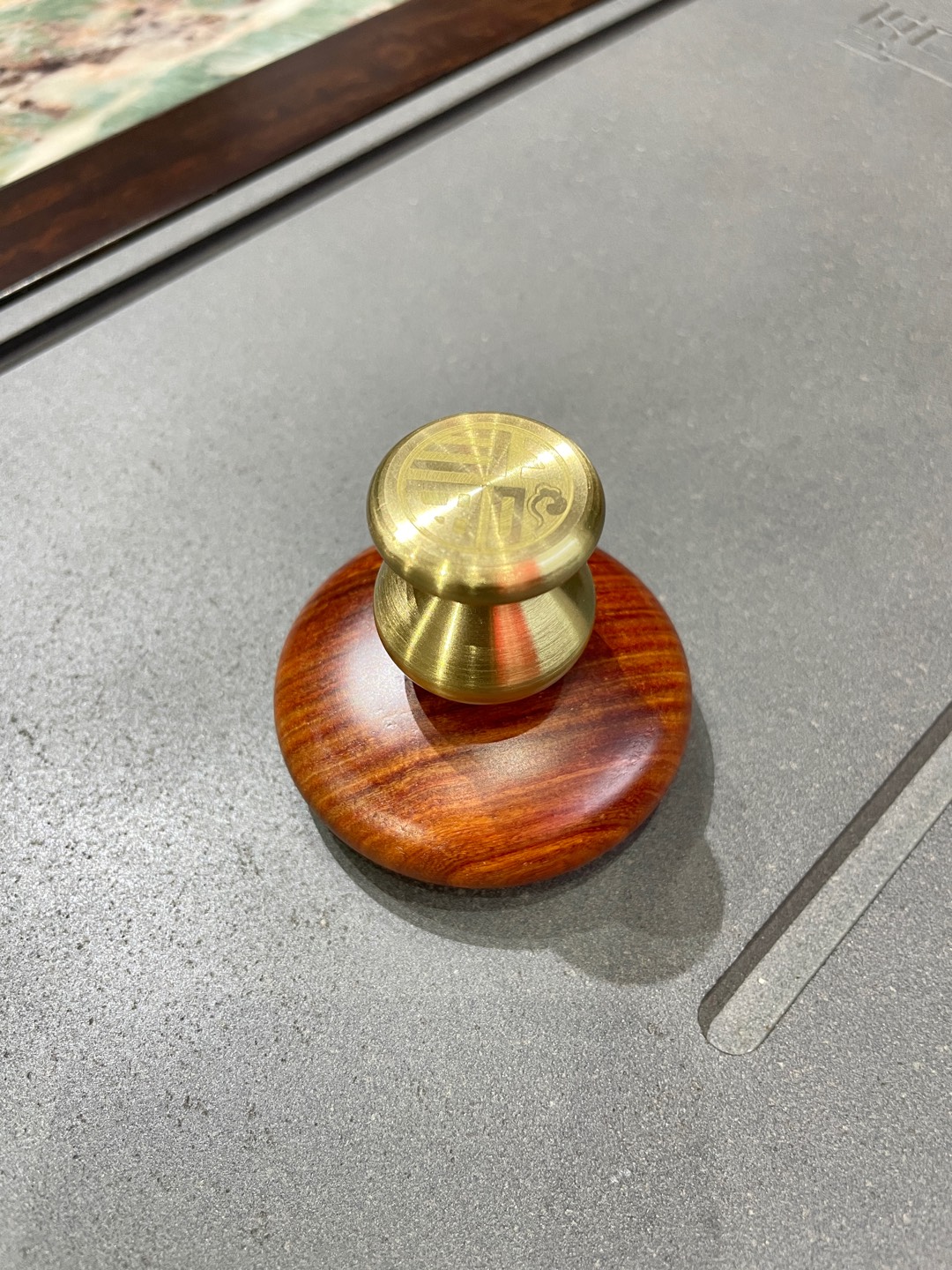 花梨木纯铜盖置紫砂壶手拉壶盖碗盖托功夫茶具配件茶搁茶桌装饰
