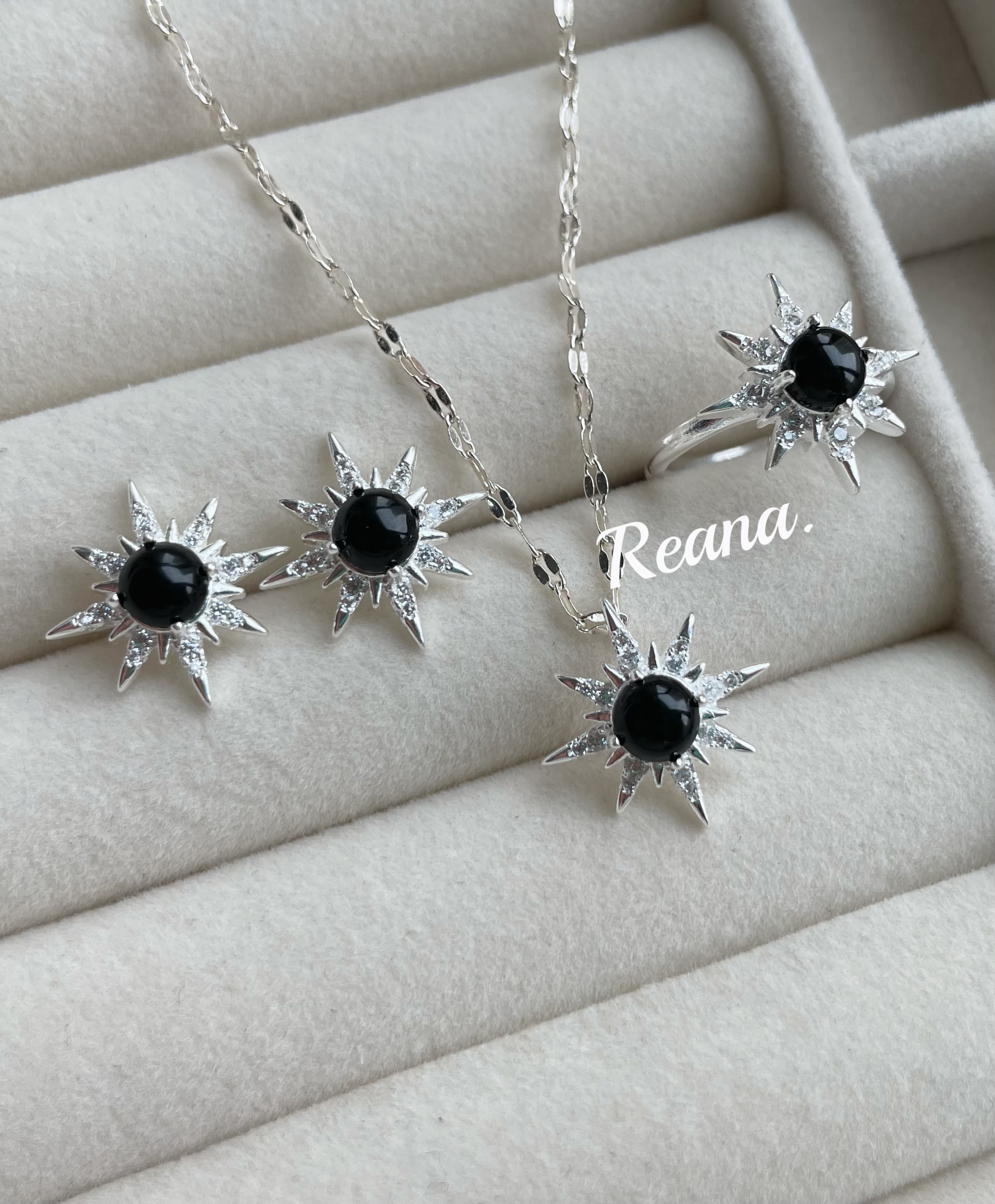 钛钢耳饰 曜黑六芒星