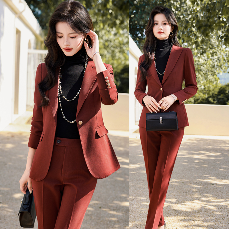 春秋高级感气质女神范西装外套休闲职业商务正装工作服修身套装
