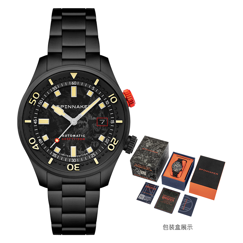 SPINNAKER三角帆锻造碳纤维夜光表盘复古男士自动机械潜水表5111