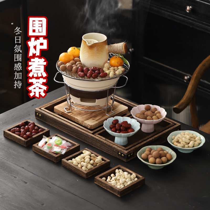 围炉煮茶罐罐奶茶壶煮茶器具套装家用室内陶壶煮茶壶碳炉烤奶单壶