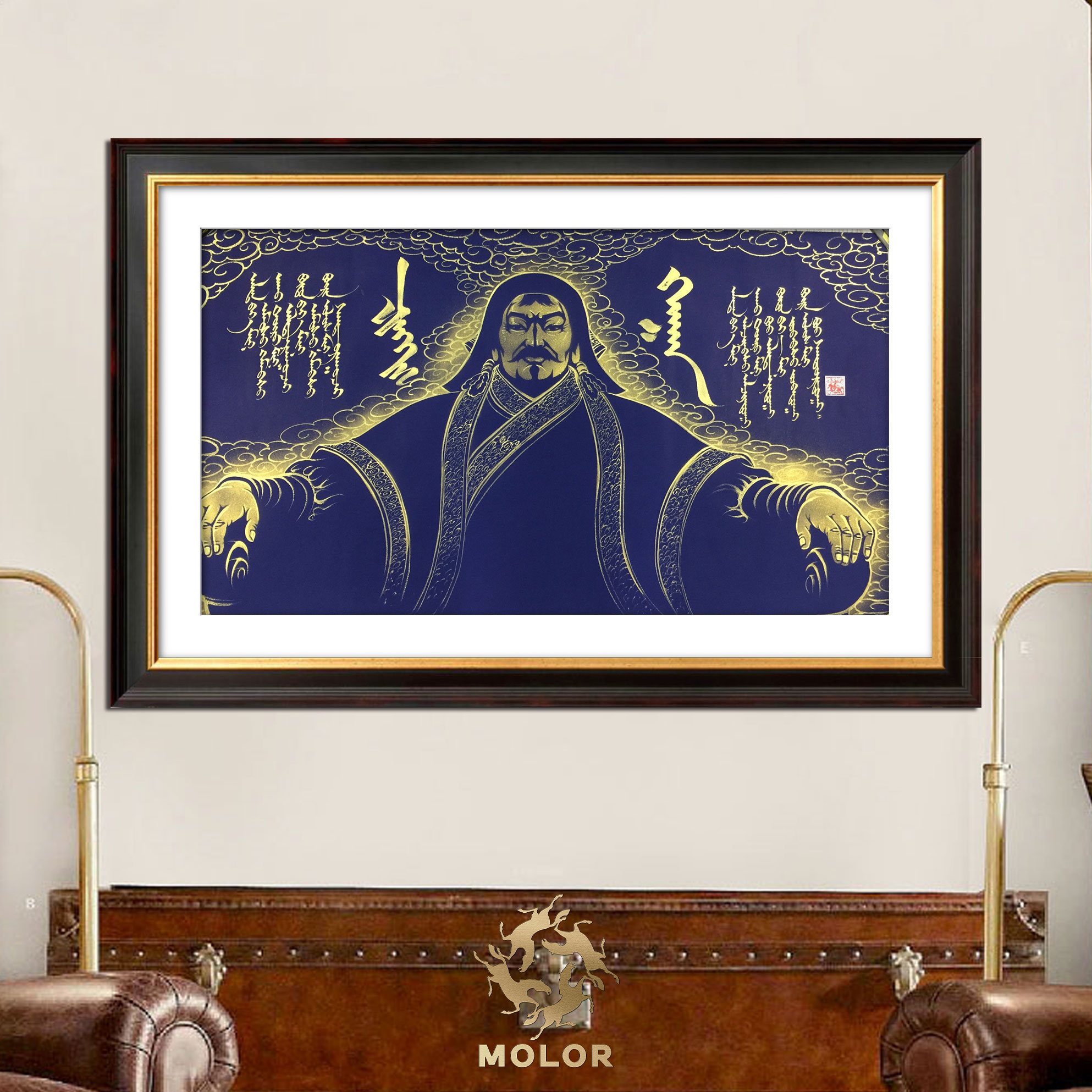 【莫洛尔】成吉思汗baatartsog画家原作手工装饰画精品