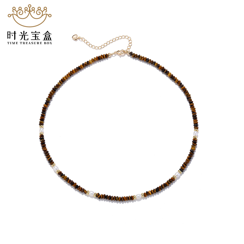 秋冬淡水珍珠时尚原创个性气质百搭配饰虎眼财运串珠项链8004