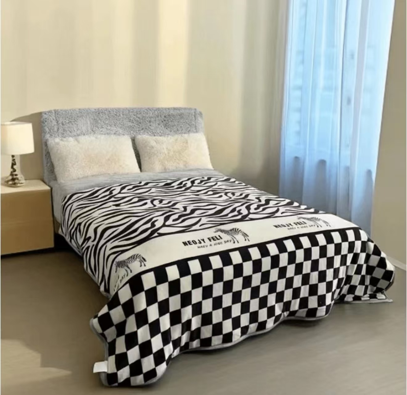 阳光-200m斑马纹冬被绒被加厚奶绒