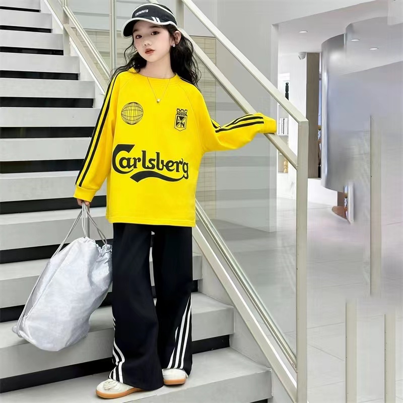 405058《黄》小涵家玲姐优选韩版儿童休闲舒适时尚洋气日常潮牌长袖