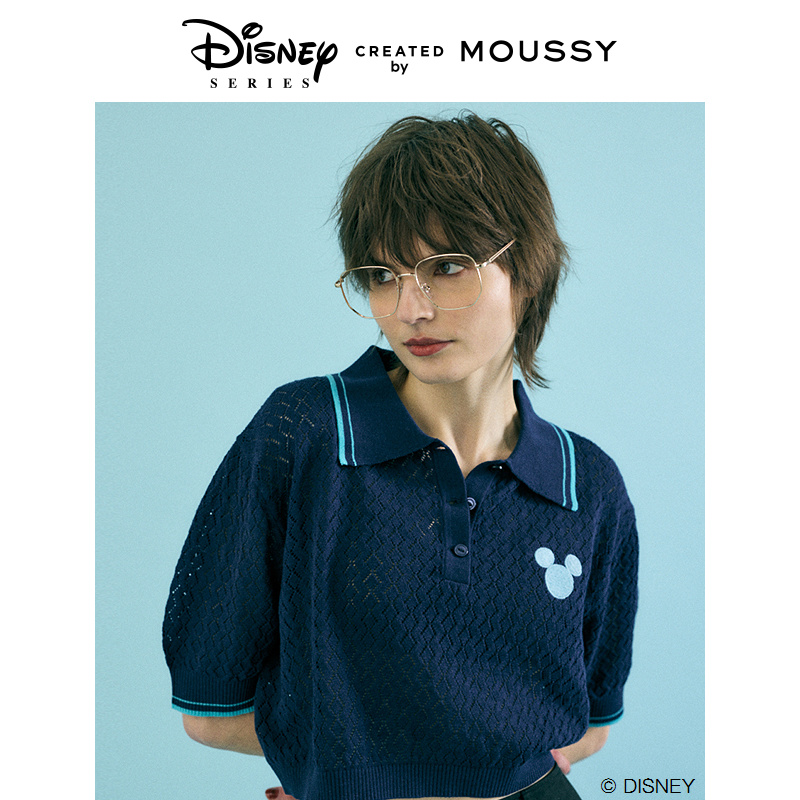 MOUSSY 迪士尼联名刺绣POLO针织上衣女010HSL70-0100