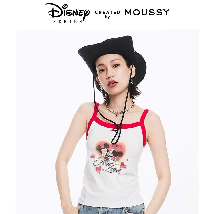 MOUSSY 夏季新品迪士尼联名爱心撞色针织小吊带010HST90-0200