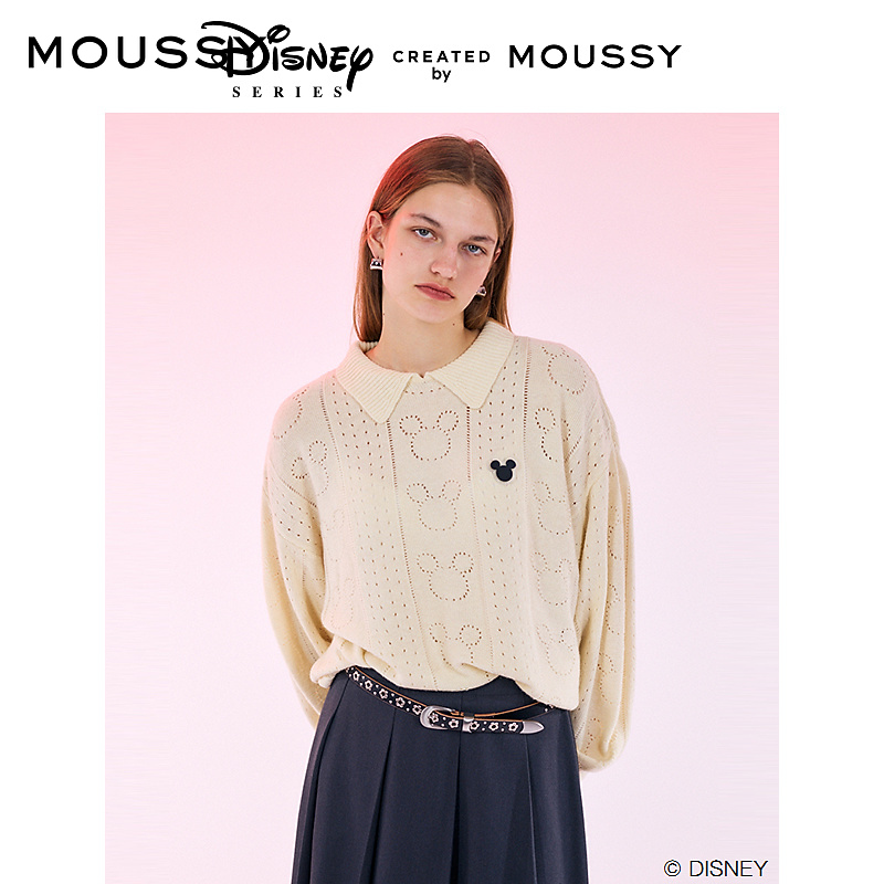 moussy 秋季新品迪士尼甜美学院风米奇针织衫女010HAY70-0391