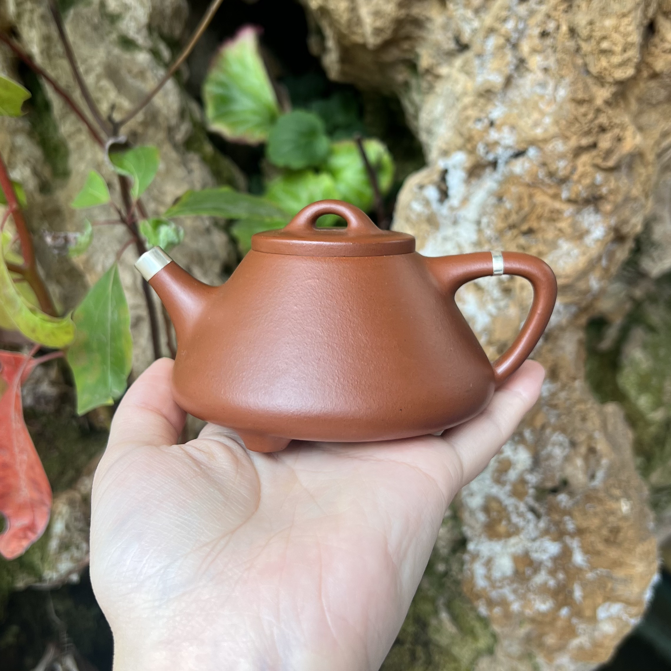 全手工赵庄朱泥生砂生料包银子冶石瓢170cc（网孔单层盖）