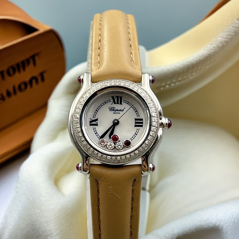95新 Chopard/萧邦 HAPPY SPORT系列/表径26mm/石英/外圈后钻