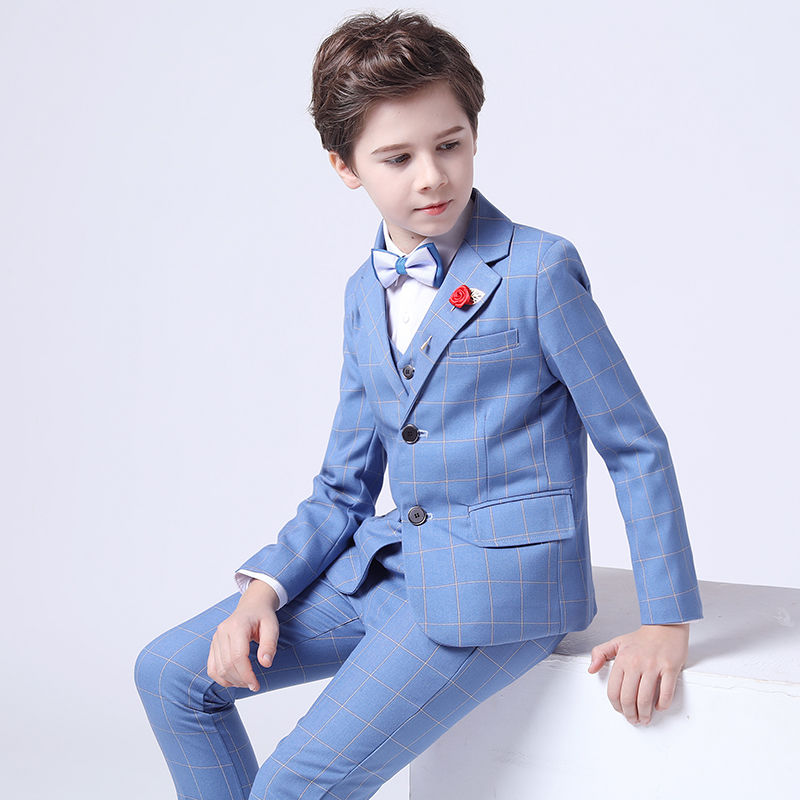 儿童西装套装小主持人三件套英伦西服男童花童礼服洋气钢琴演出服