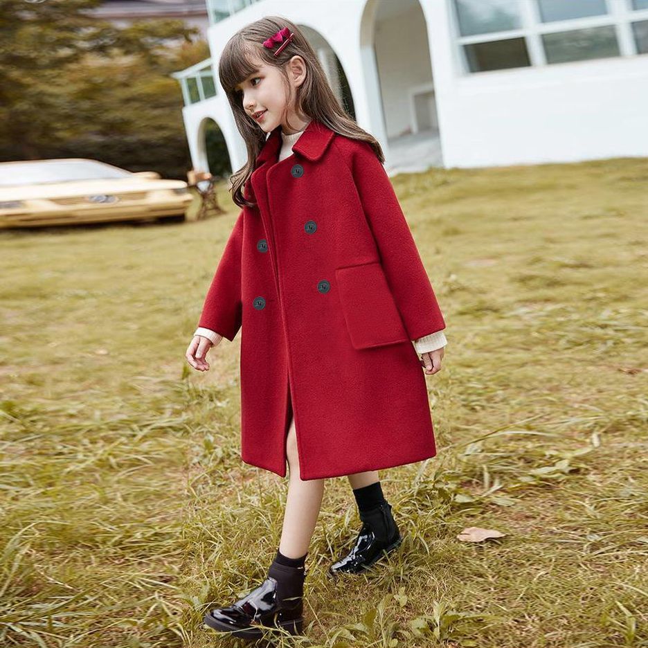 女童双面羊绒大衣中长款儿童呢子大衣轻奢高端毛呢风衣外套