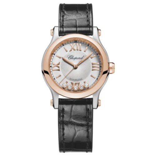未使用 Chopard/萧邦  快乐5钻/278573-6013间金女表机械20年全套