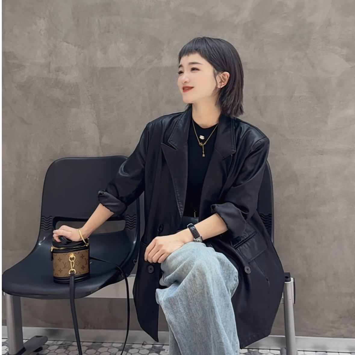 本链接销售2.0w件为正品 -设计感高级炸街西装皮衣外套网红气质欧