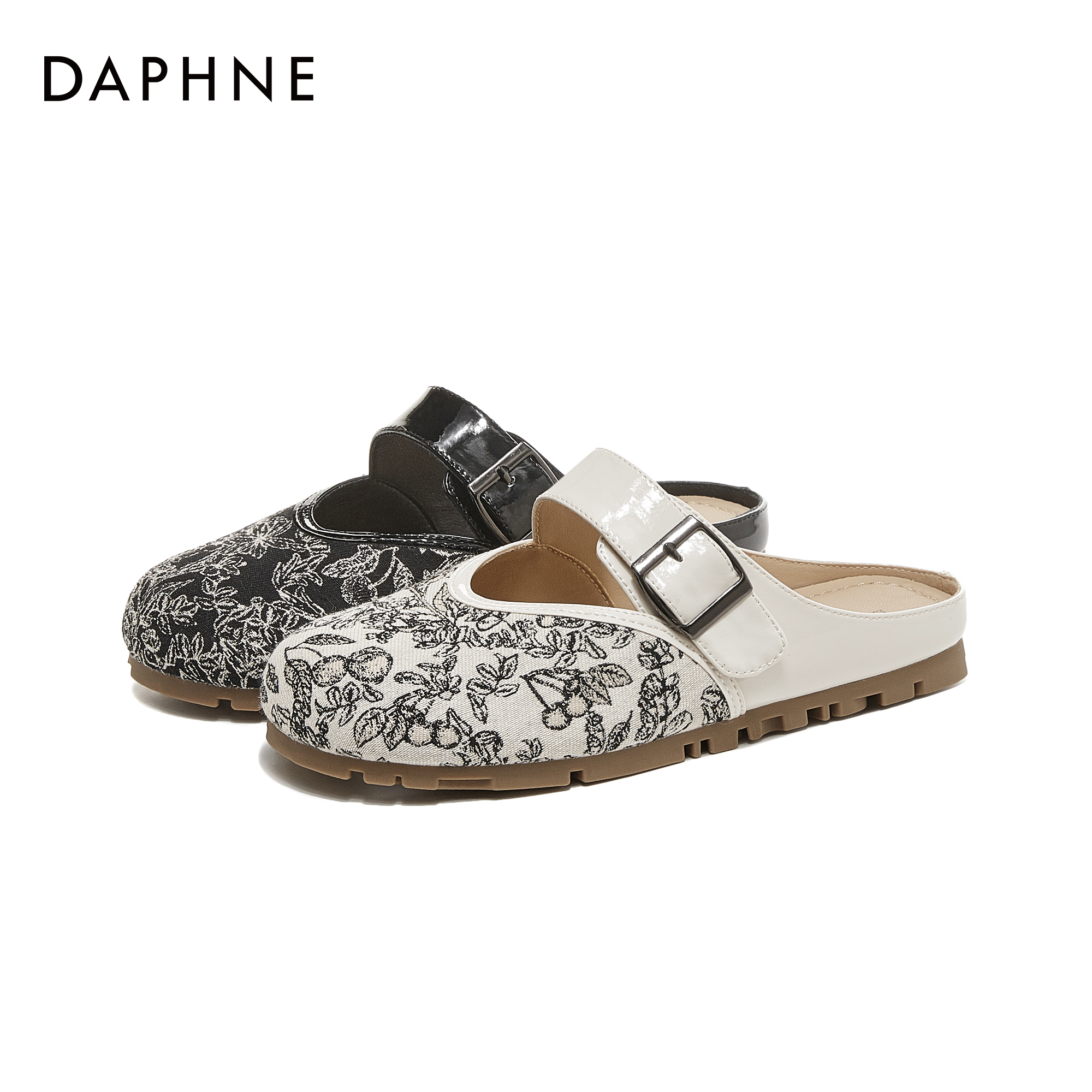 达芙妮2024年新款时尚休闲百搭平底软底春季夏季网红女士包头单鞋