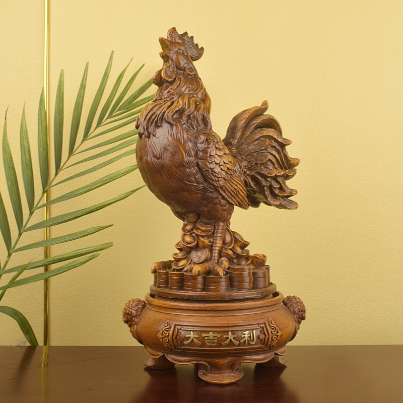 大吉大利招财金鸡摆件工艺品客厅前台办公室摆设（可以360度旋转）