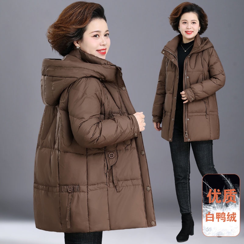 中年妈妈羽绒服女冬季短款加厚上衣新款40岁50中老年冬装保暖外套