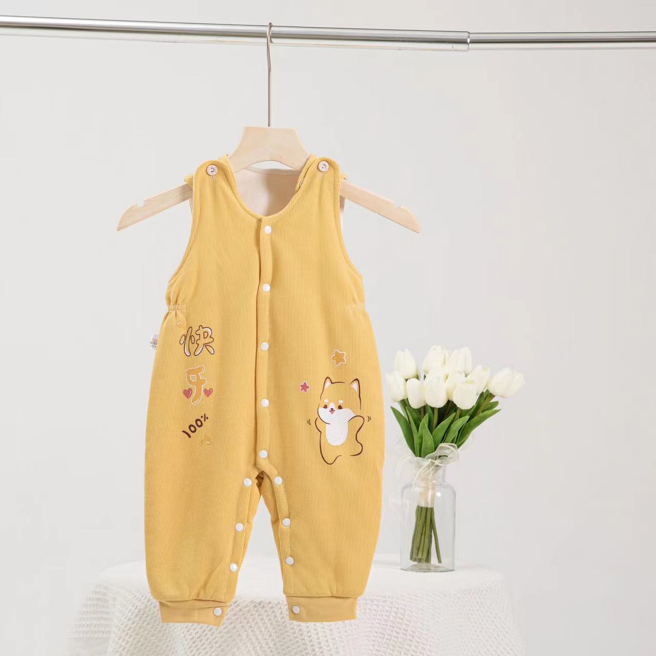 新生婴儿背带裤秋冬季男宝宝女夹棉保暖纯棉裤子外穿开裆薄棉冬天