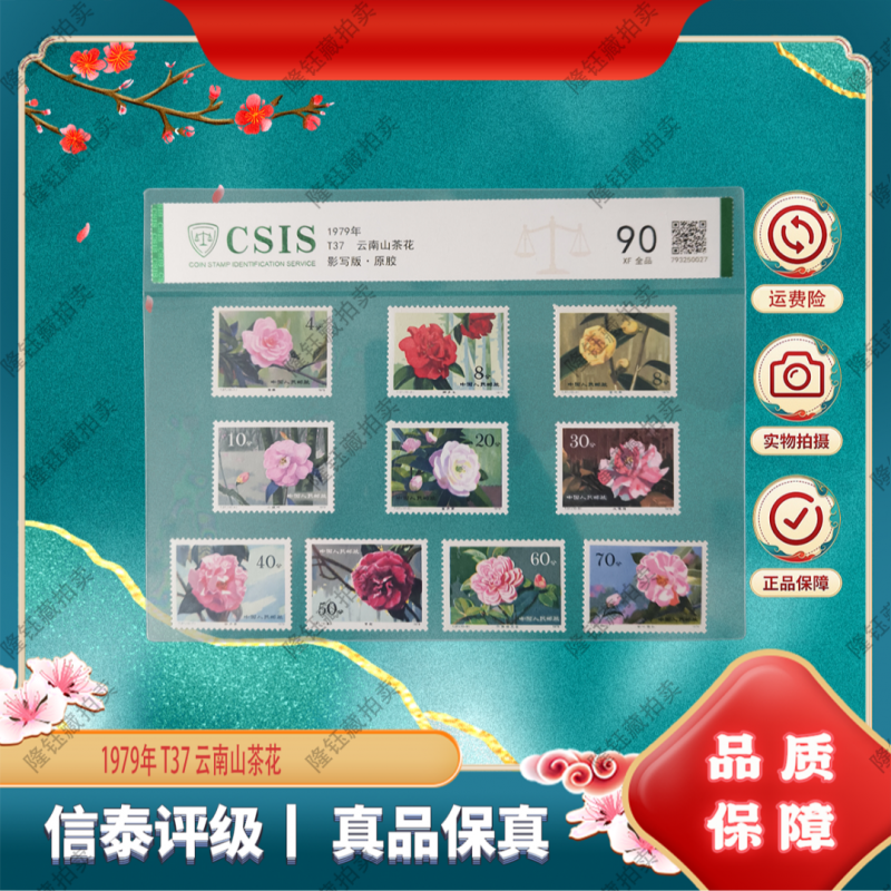 1979年 T37 云南山茶花 90分 邮票 信泰评级 片材