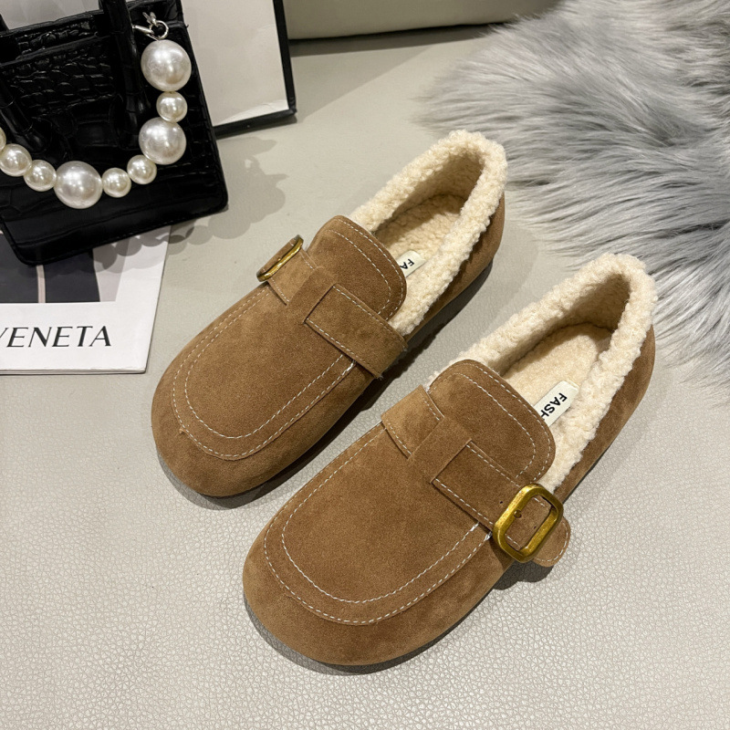 勃肯鞋外穿新款女鞋2024棉鞋毛毛保暖豆豆软底冬季女孕妇加绒舒适