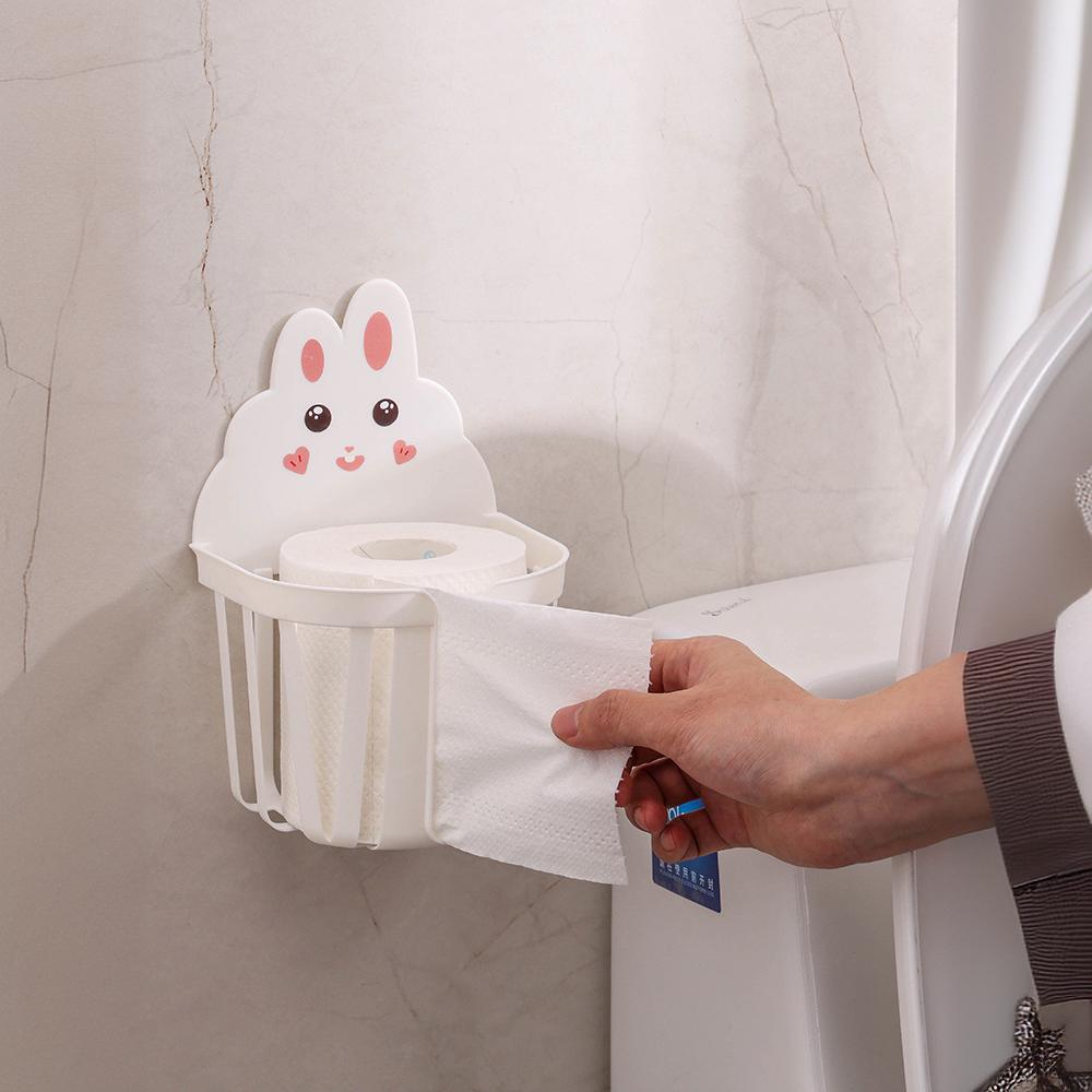 置物架卡通抽纸盒卷纸架免打孔厕所纸巾盒纸巾架洗脸巾卫生间墙上