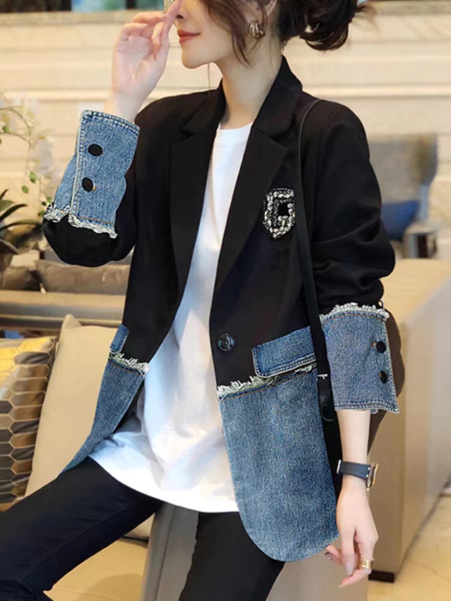 女装牛仔休闲秋冬薄款辣妹显瘦女士秋冬厚款垂感弹力外套百搭风衣