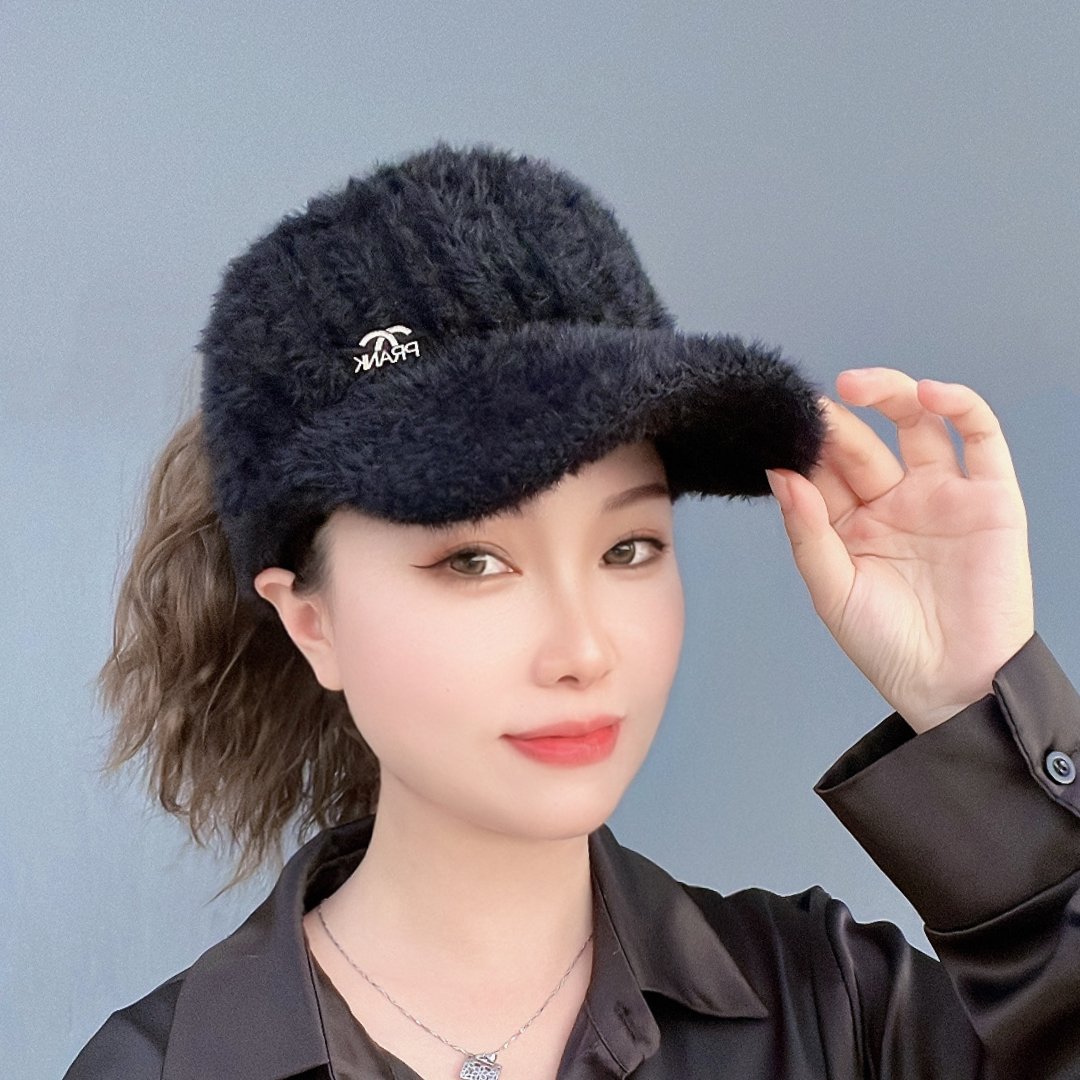 花芽黑色毛绒绒空顶玉米须减龄马尾假发带头发帽造型棒球帽