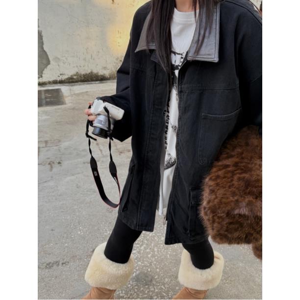 HELLOTANGO《潮酷代表》小众复古拼接领做旧工装风夹棉外套F167#