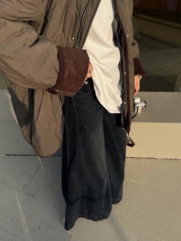 HELLOTANGO《廓形态度》小众设计感复古牛仔阔腿裤升级版F128-1#