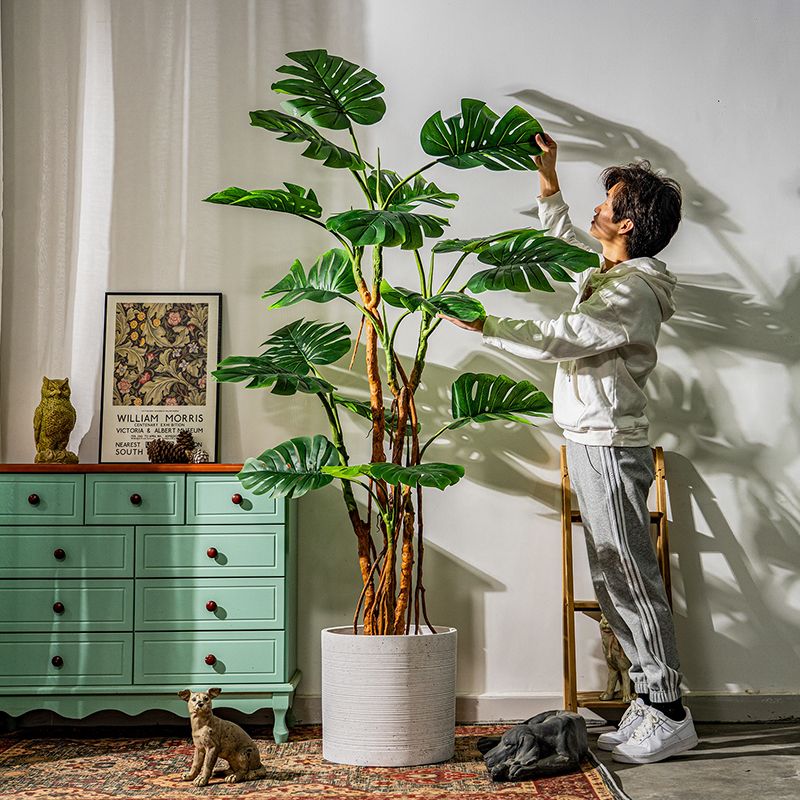 仿真假树超大型龟背竹仿真绿植物室内造景塑料盆栽落地假树盆景装