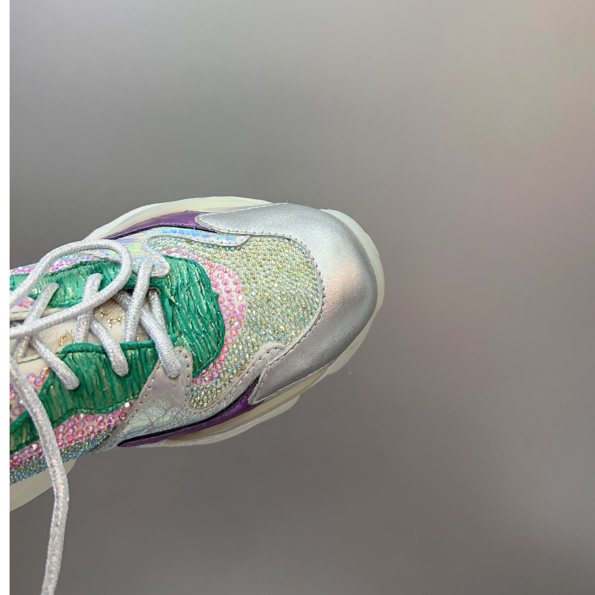 欧洲站彩色老爹鞋女透气厚底夏季2025拼色水钻旅游鞋时尚休闲鞋女