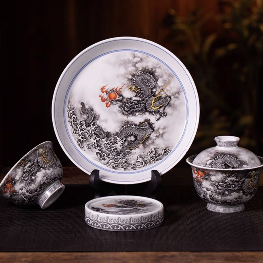 景德镇七丞堂墨龙四件套