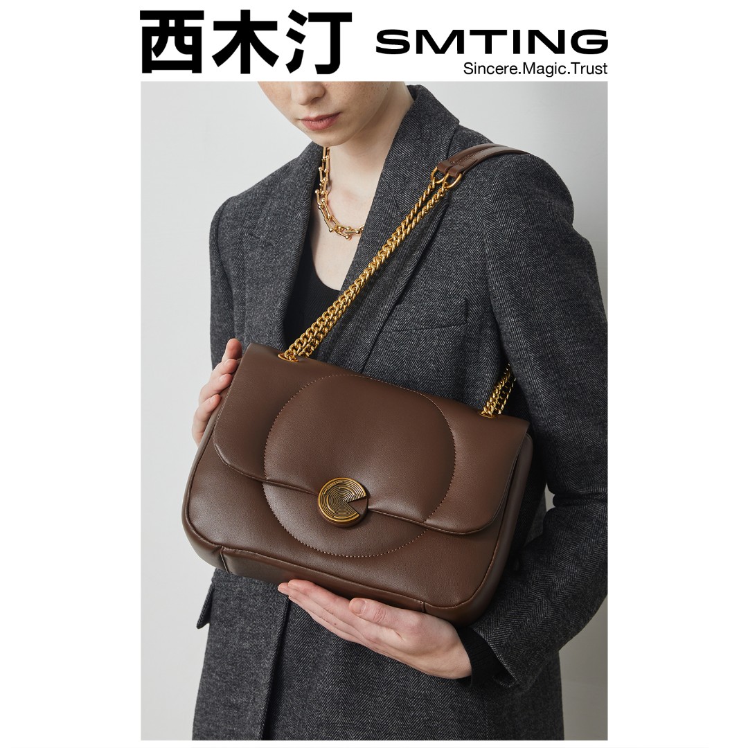 【西木汀】 梦一场 时尚牛皮链条气质包包女潮流斜挎单肩腋下小方包