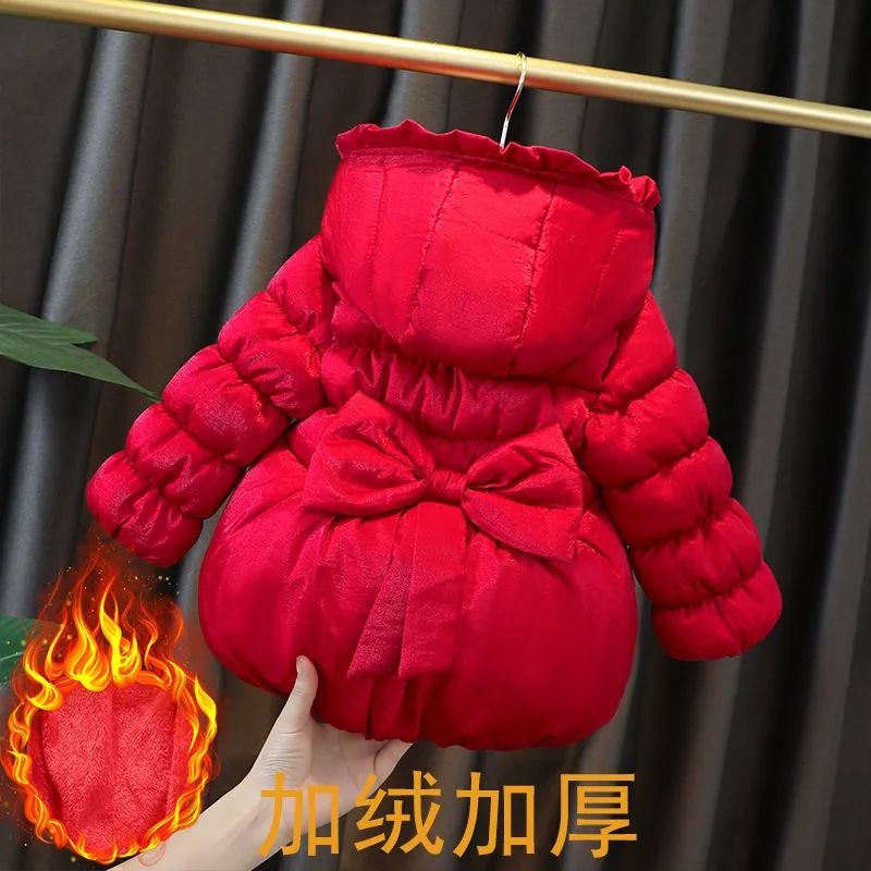 拉吧童装冬装女童加厚棉衣外套1-2-3岁0女宝宝棉袄婴儿童洋气