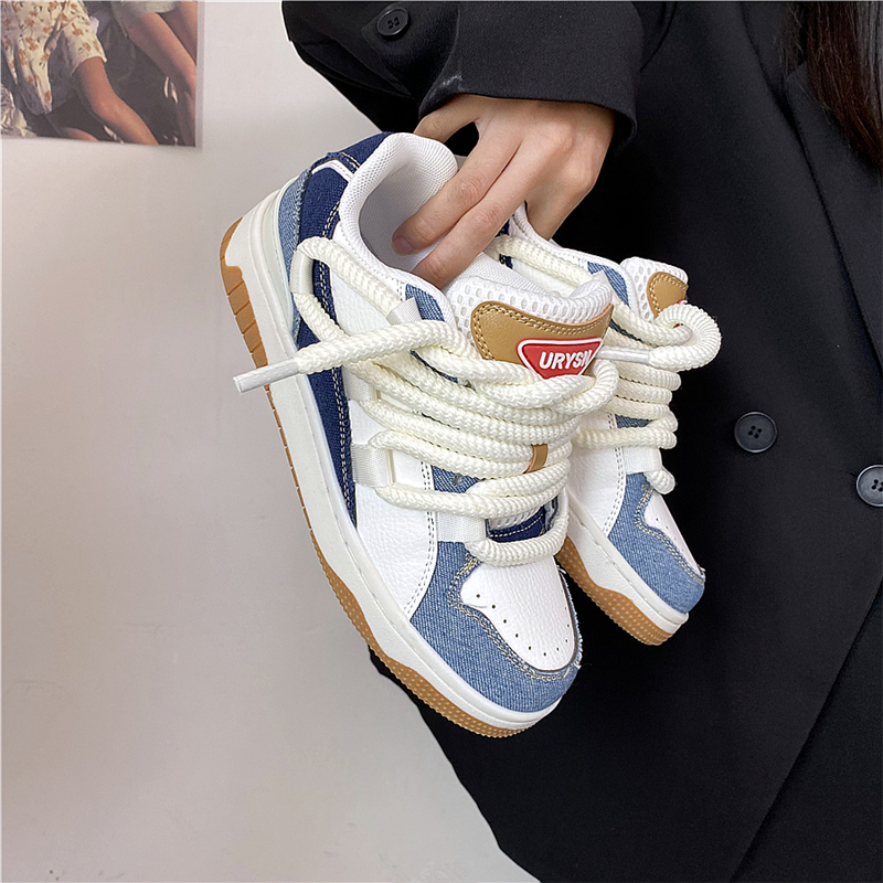 派迪盛 港风男鞋ins潮脏辫设计感牛仔蓝滑板鞋百搭休闲板鞋2024新