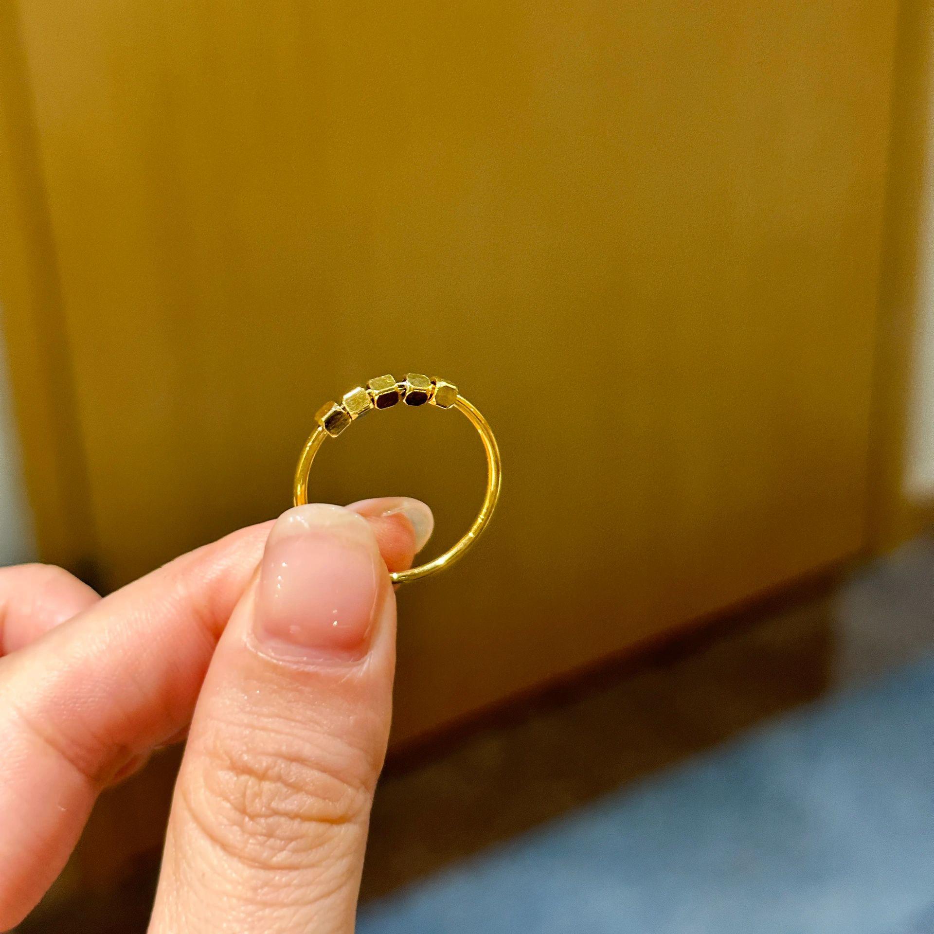钛钢戒指 不褪色小方糖戒指女小众气质素圈指环ins食指戒
