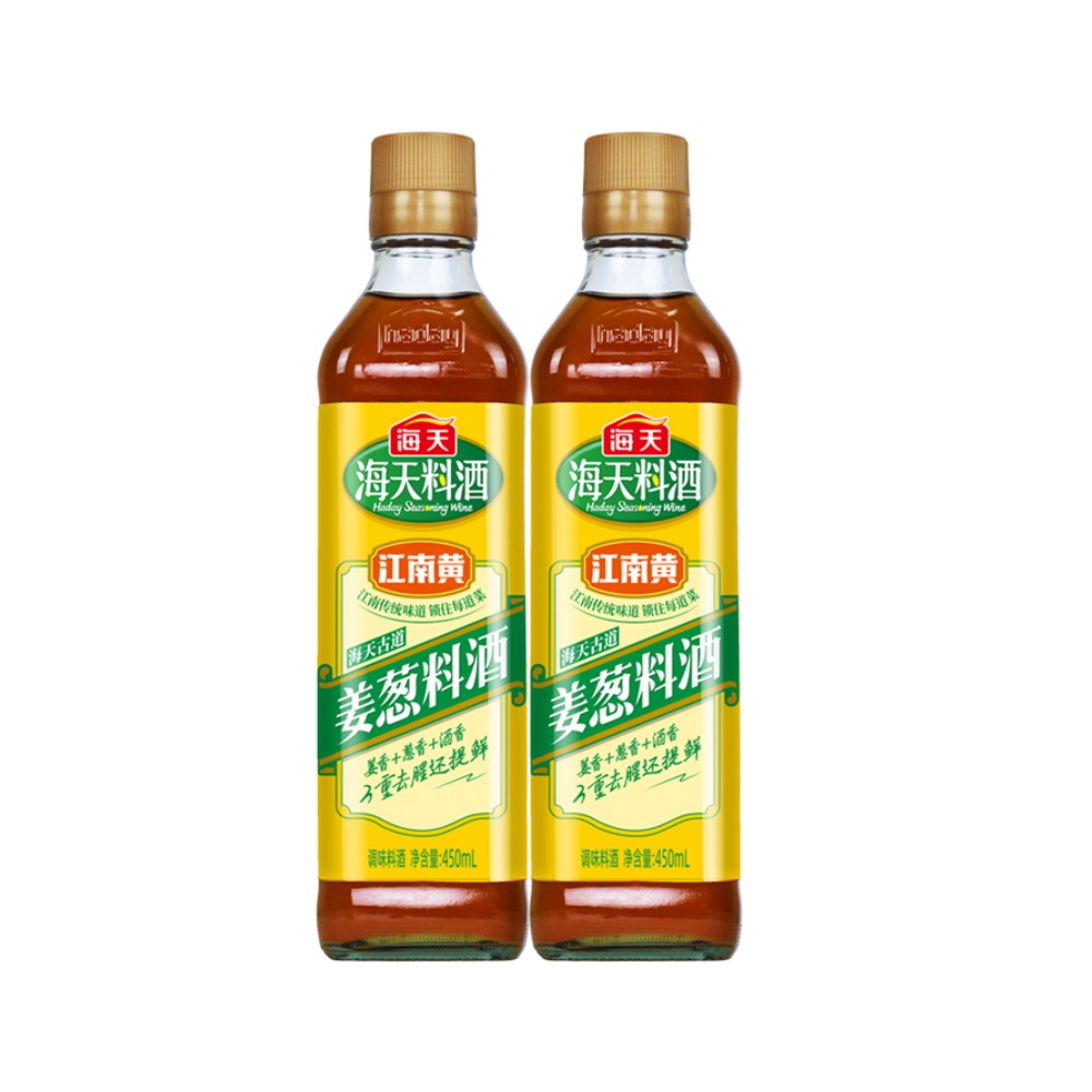海天古道姜葱料酒450ml*2瓶葱姜家用厨房调味料炒菜家庭装小瓶装