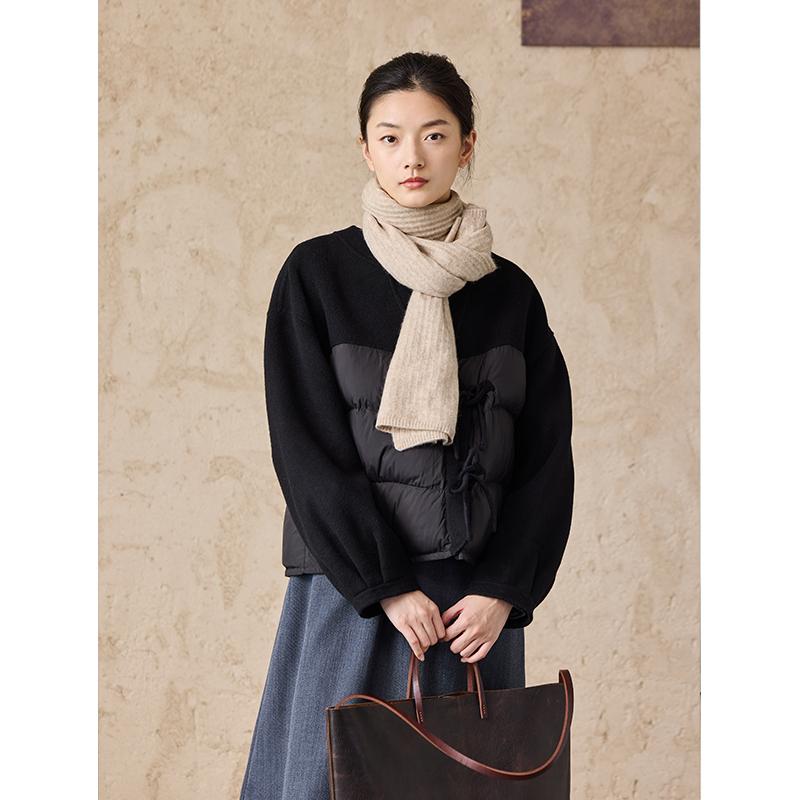 Q.TU牦牛绒绵羊毛针织围巾J123纯色文艺百搭舒适高级女秋冬新款