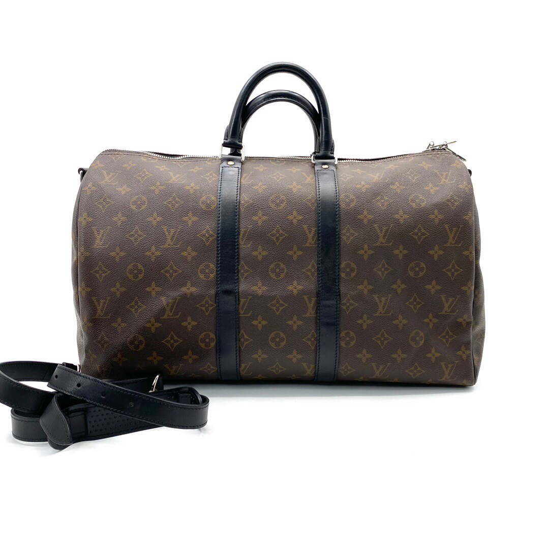 95新 LouisVuitton/路易威登 98棕老花keepall45旅行袋尺寸45/27