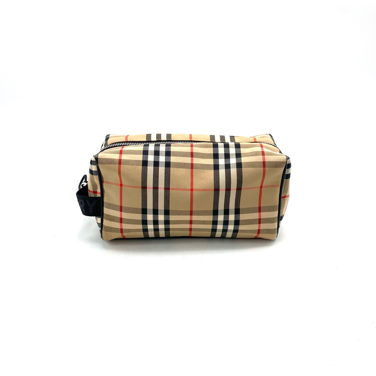 99新 BURBERRY/博柏利 经典格纹帆布洗漱手拿包 尺寸24/12