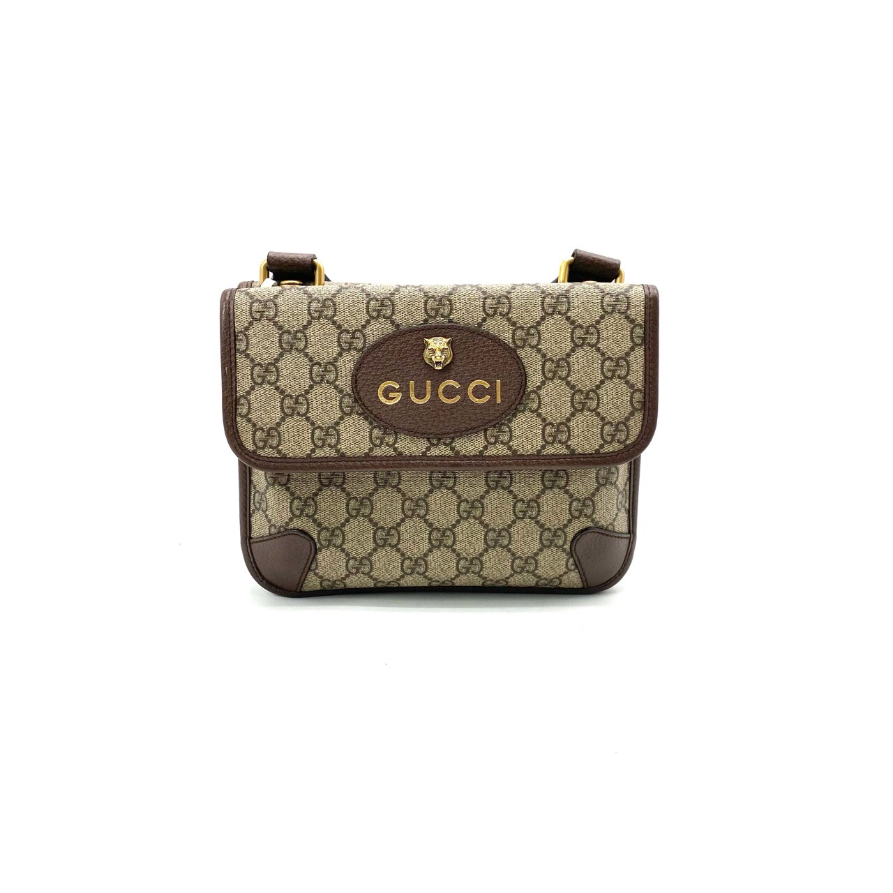 95新 GUCCI/古驰 98新老花双面虎头小号斜挎包尺寸22/17