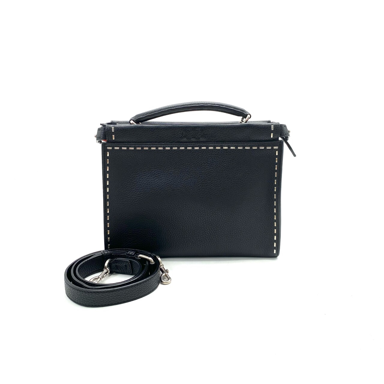 95新 FENDI/芬迪 mini peekaboo手提斜挎包 尺寸28/22 男士