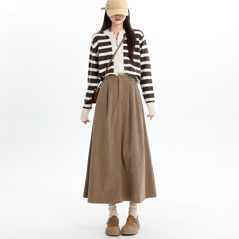 2023秋季新款气质半身裙女新款复古高腰显瘦遮胯中长款百搭a字裙